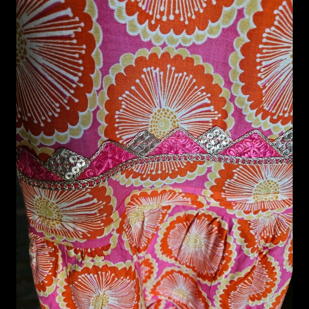 Vibrant Pink and Orange Patterned Dress-$178.50 - Picture 5 of 17